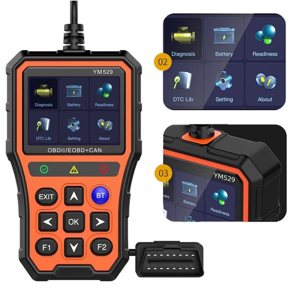 OBD2-bildiagnosescanner med Bluetooth, live-data og batteritester