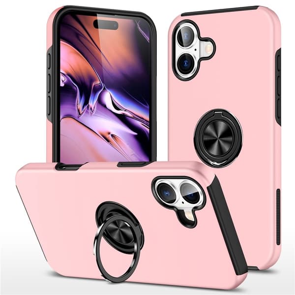 Til iPhone 17 Finger Ring Kickstand Hybrid Taske