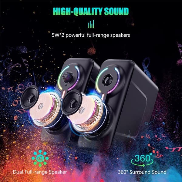 ONIKUMA USB-kablet højttaler computerhøjttaler 3D stereolyd RGB-lys