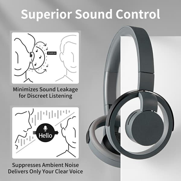 LC6200 Bluetooth Foldbare Hovedtelefoner med Åbne Øre ENC Støjreducerende Headset - Sort