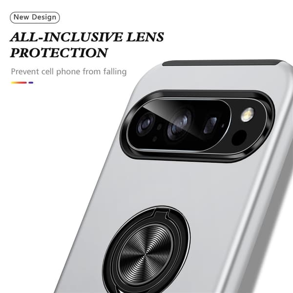 Til Pixel 10 Pro / Pixel 10 Deksel Hybriddeksel med Finger Ring - Silver