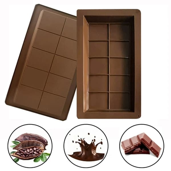 Rektangulär chokladform bakform med 10 håligheter i silikon