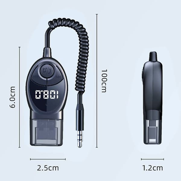W8 Bilstereoadapter Bluetooth-kompatibel mottaker FM-sender med teleskopkabel
