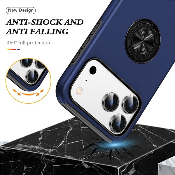 Til iPhone 17 Pro Finger Ring Kickstand Hybrid Taske