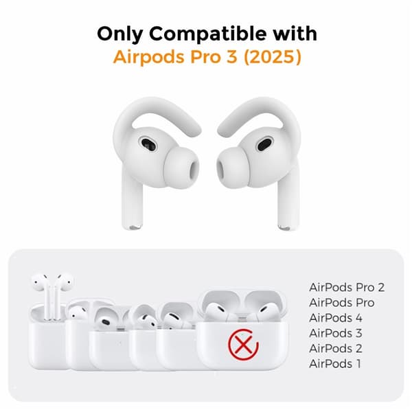 Skridsikre ørepropper i silikone til AirPods Pro 3 – Hvide