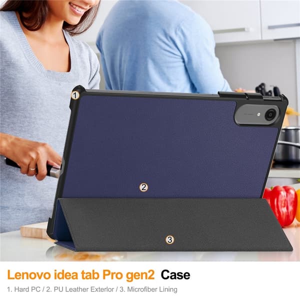 Til Lenovo Idea Tab Pro Gen 2 13" Deksel med Stativ Støtsikker - Blå