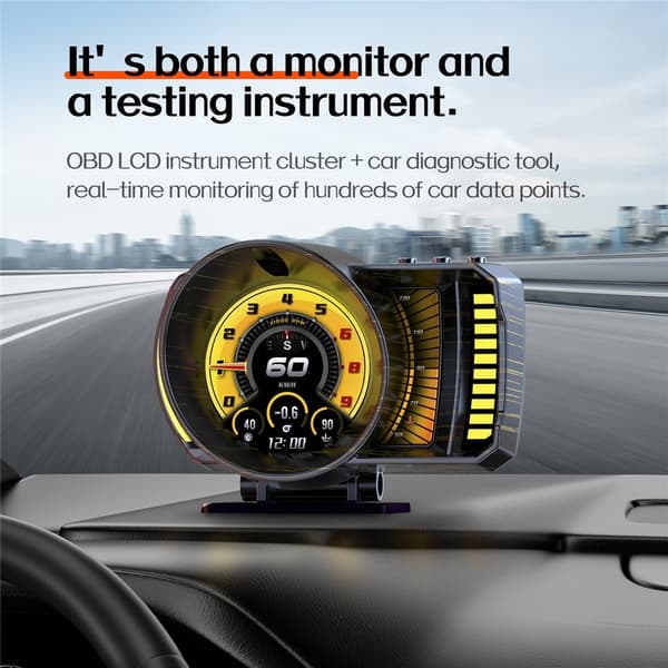 Speedometer-HUD (Head-Up Display), OBD2- og GPS-system, RGB-belysning