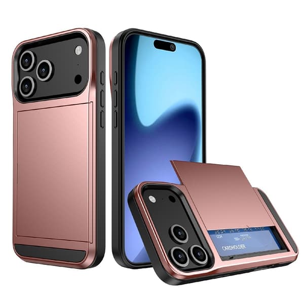 Telefondeksel med skyvbar kortholder til iPhone 18 Pro / 17 Pro