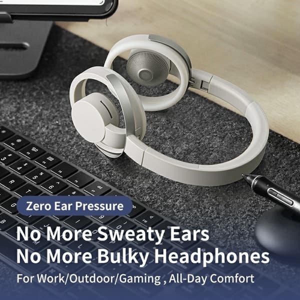 LC6200 Bluetooth vikbara hörlurar öppet öra ENC-brusreducerande headset - Vit