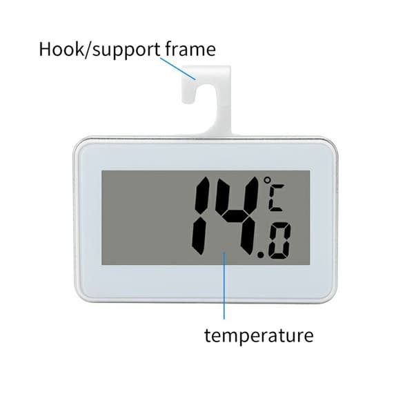Digitalt køleskabs- og frysetermometer med LCD-display, krog og magnet