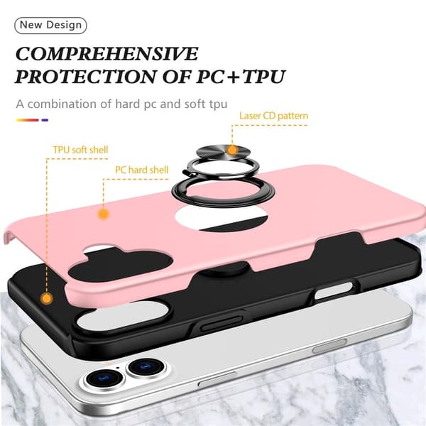 For iPhone 17 Hybrid-deksel med Fingerring