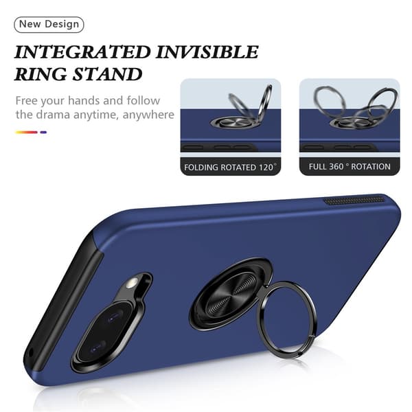 Til Pixel 10a Deksel Hybriddeksel med Finger Ring - Blå