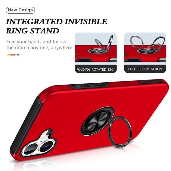 For iPhone 17 Hybrid-deksel med Fingerring