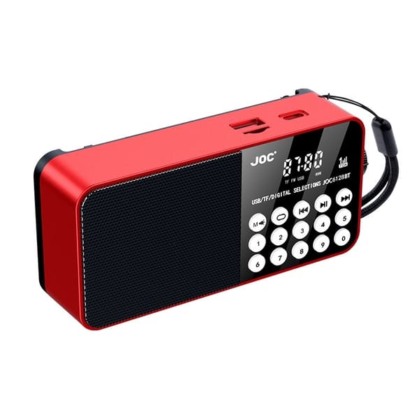 6128BT digitalradio med LED-display, nødlys, Bluetooth-understøttelse og TF-kortlæser.