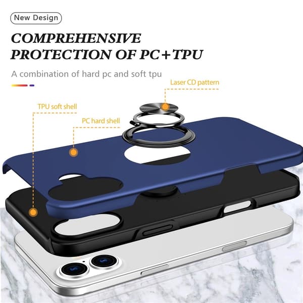 For iPhone 17 Hybrid-deksel med Fingerring