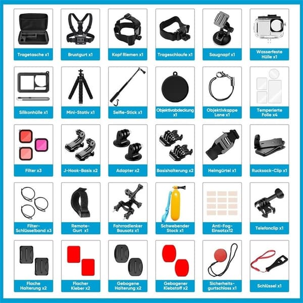 55-i-1 tilbehør til DJI Osmo Action 5 Pro / 4 / 3 Masser af gode ting