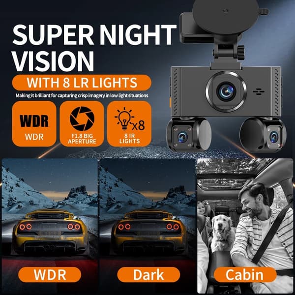 Bilkamera WiFi 4-kanals 2K nattsyn Firelinse bil-DVR GPS-modul Step-down-kabel
