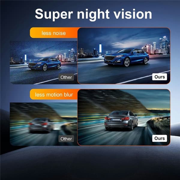 Dashcam 3 kanaler 4K+2K+2K parkeringsövervakning G-sensor Loopfunktion ACC-ström