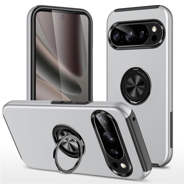 Til Pixel 10 Pro / Pixel 10 Deksel Hybriddeksel med Finger Ring - Silver