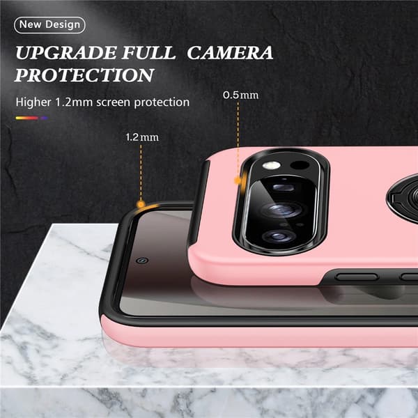 Til Pixel 10 Pro / Pixel 10 Deksel Hybriddeksel med Finger Ring - Rosa