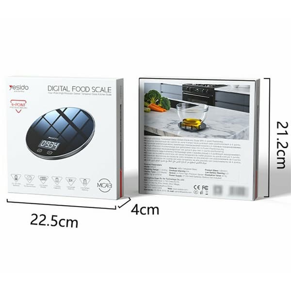 YESIDO Köksvåg Digital Våg Precisionsvåg LCD-Display Stöder 1-5000g Kapacitet