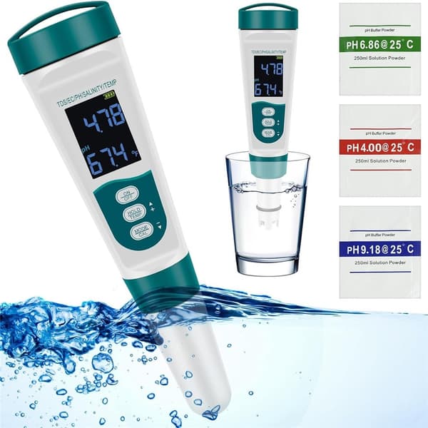 Tester Vannkvalitetspenn Digital pH EC TDS Salinitetsmåler Analyzer