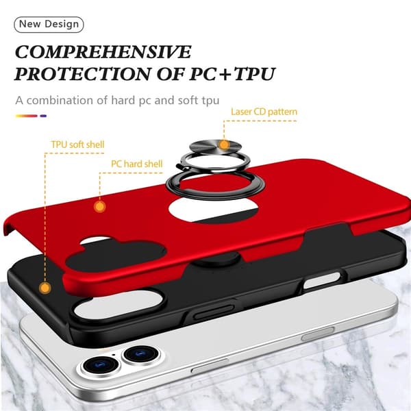 For iPhone 17 Hybrid-deksel med Fingerring