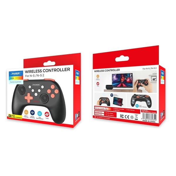Trådløs Bluetooth-kontroller for Nintendo Switch 1+2+OLED Vibrasjon Svart/oransje