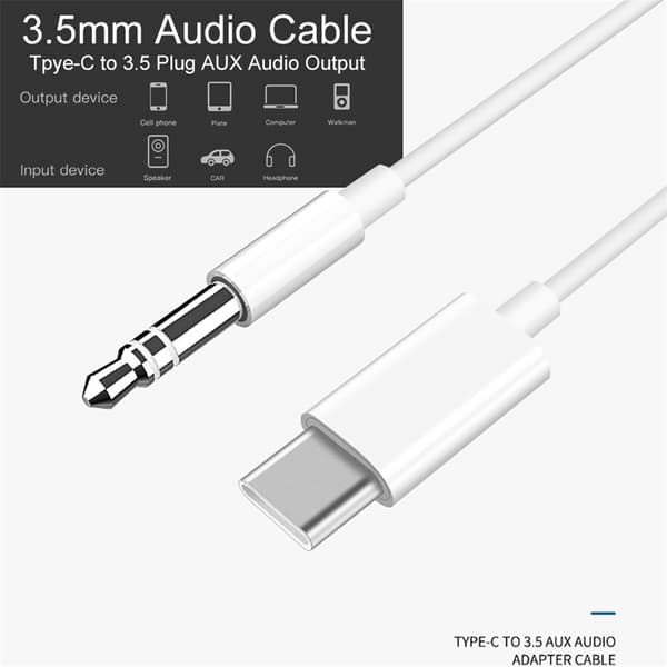 USB-C til 3,5 mm lyd-AUX-adapterkabel til analog overførsel