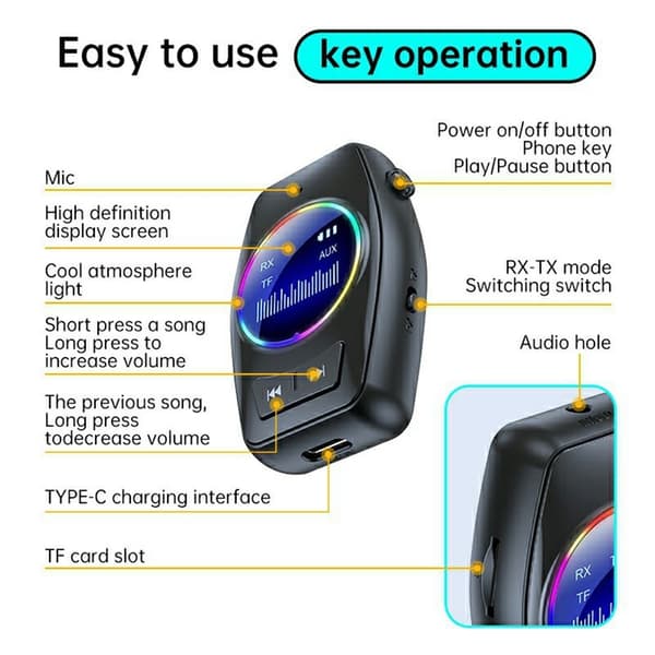 Bluetooth 5.4 lydmodtager/sender 2-i-1-adapter til trådløs lydstreaming