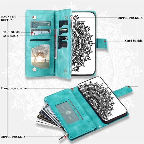 Til Google Pixel 10 Pro XL tegnebogscover Cover Shell Mandala Blomstermønster