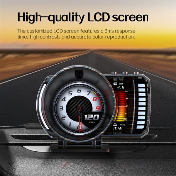 Speedometer-HUD (Head-Up Display), OBD2- og GPS-system, RGB-belysning