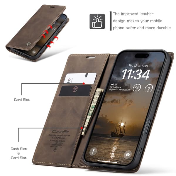 CASEME Lommebok-deksel iPhone 17 Pro - Kaffe
