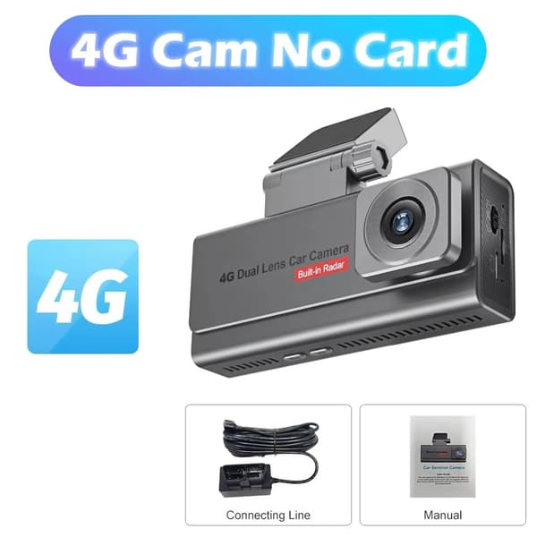Dash Cam 4G WiFi Bilkamera Doble linser Nattsyn Parkeringsovervåking