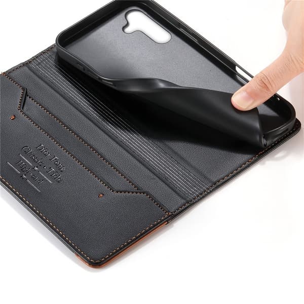 DIERFENG För Samsung Galaxy A37 Plånboksfodral RFID Skydd Stativ - Svart