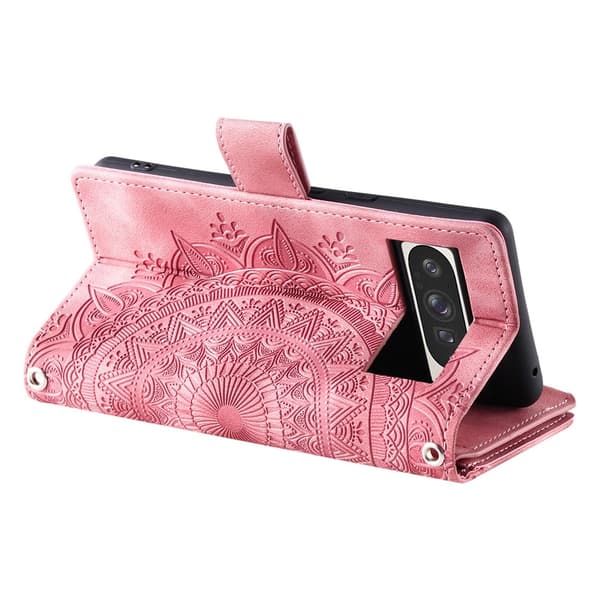 Til Google Pixel 10 Pro XL tegnebogscover Cover Shell Mandala Blomstermønster