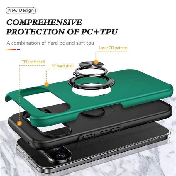 Til Pixel 10 Pro / Pixel 10 Deksel Hybriddeksel med Finger Ring -