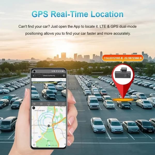 Dash Cam 4G WiFi Bilkamera Doble linser Nattsyn Parkeringsovervåking