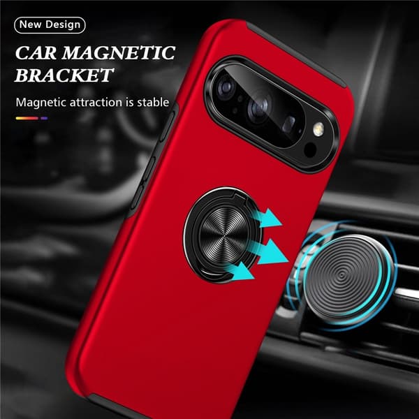 Til Pixel 10 Pro / Pixel 10 Deksel Hybriddeksel med Finger Ring - Rød