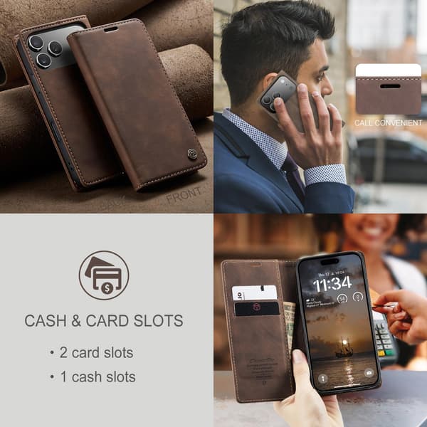 CASEME Lommebok-deksel iPhone 17 Pro - Kaffe