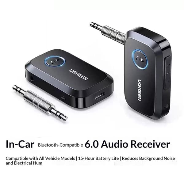 UGREEN CM596 Bluetooth 5.4-lydmottaker – 3,5 mm AUX-adapter for bil