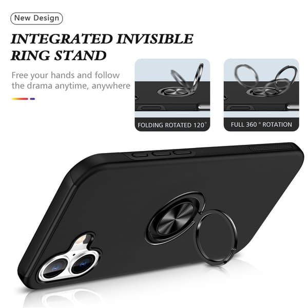 For iPhone 17 Hybrid-deksel med Fingerring