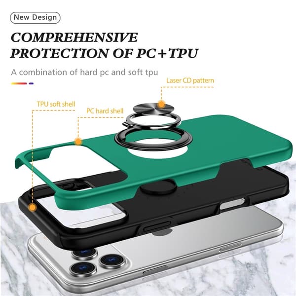 For iPhone 17 Pro Hybrid-deksel med Fingerring