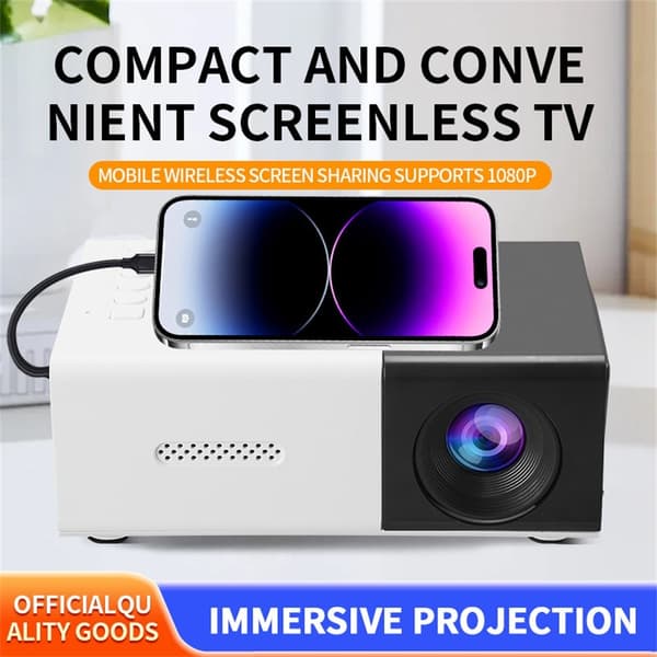 Projektor Hemmabio HD Bärbar LED-projektor Skärmspegling Stöder 1080P