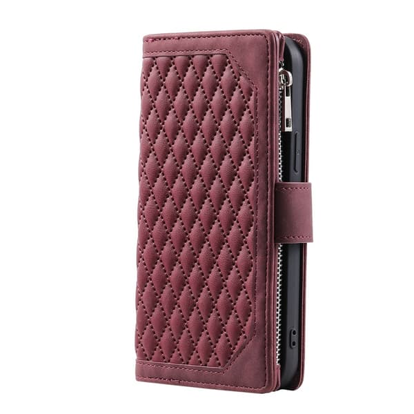 För Google Pixel 10 Pro XL Zipper Wallet Case Rhombus Telefonfodral