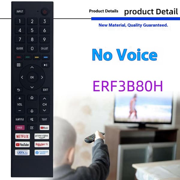 Fjärrkontroll Ersättning ERF3B80H För Hisense TV (Stöder inte röstfunktion)
