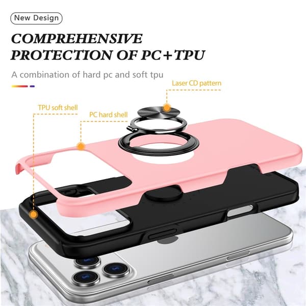For iPhone 17 Pro Hybrid-deksel med Fingerring