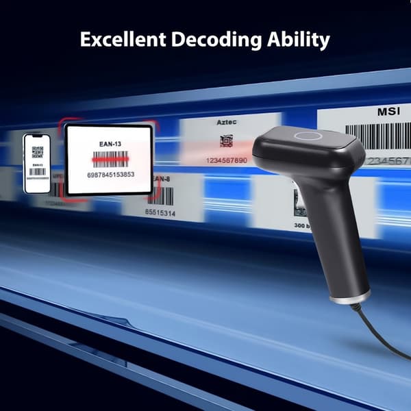 Scanner Handscanner Bar Code Scanner 2.4G trådlös streckkodsläsare handhållen