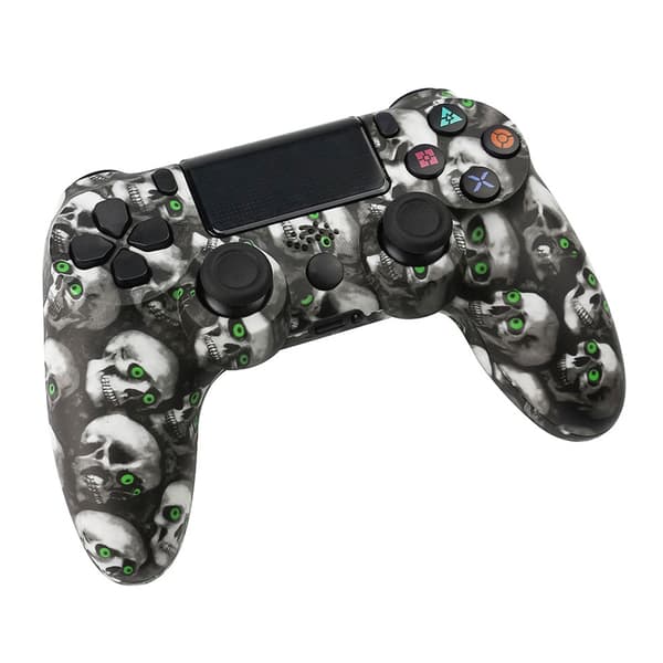 Trådlös spelkontroll för Sony PS4 Bluetooth Gamepad med Vibration - Skull Print
