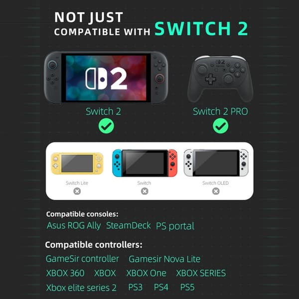 Kompatibel med Nintendo Switch 2 4 stk. Joy-Con tommelfingergreb - Sort